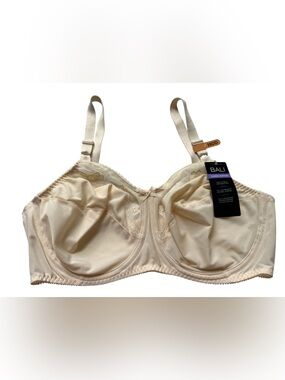 Bali Underwire Bra Flower Full Coverage Unlined Underwire Bra 38DD Lt Beige New